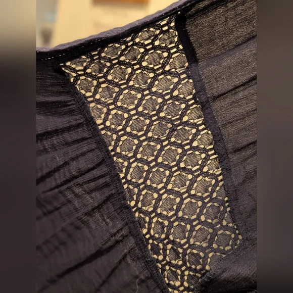 Knox Rose Open-Front Cardigan Lace Back & Crochet Navy Blue XXL - Picture 7 of 9